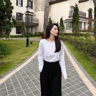 𝐄𝐬𝐭𝐭𝐞 𝐓𝐨𝐩 - Áo Thun Tay Dài Cổ Ngang ( ảnh chính chủ )
