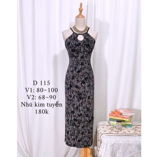 Váy đầm body nhũ kim tuyến cổ cách điệu sexy