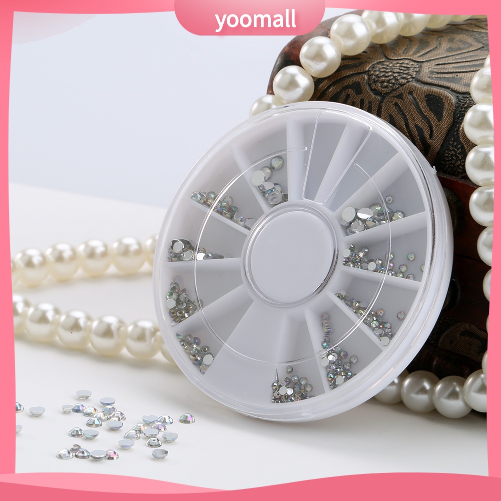 Hộp Hạt Đá Acrylic 5 Kích Cỡ Đính Móng Tay Trang Trí Nghệ Thuật 1 Bánh Xe