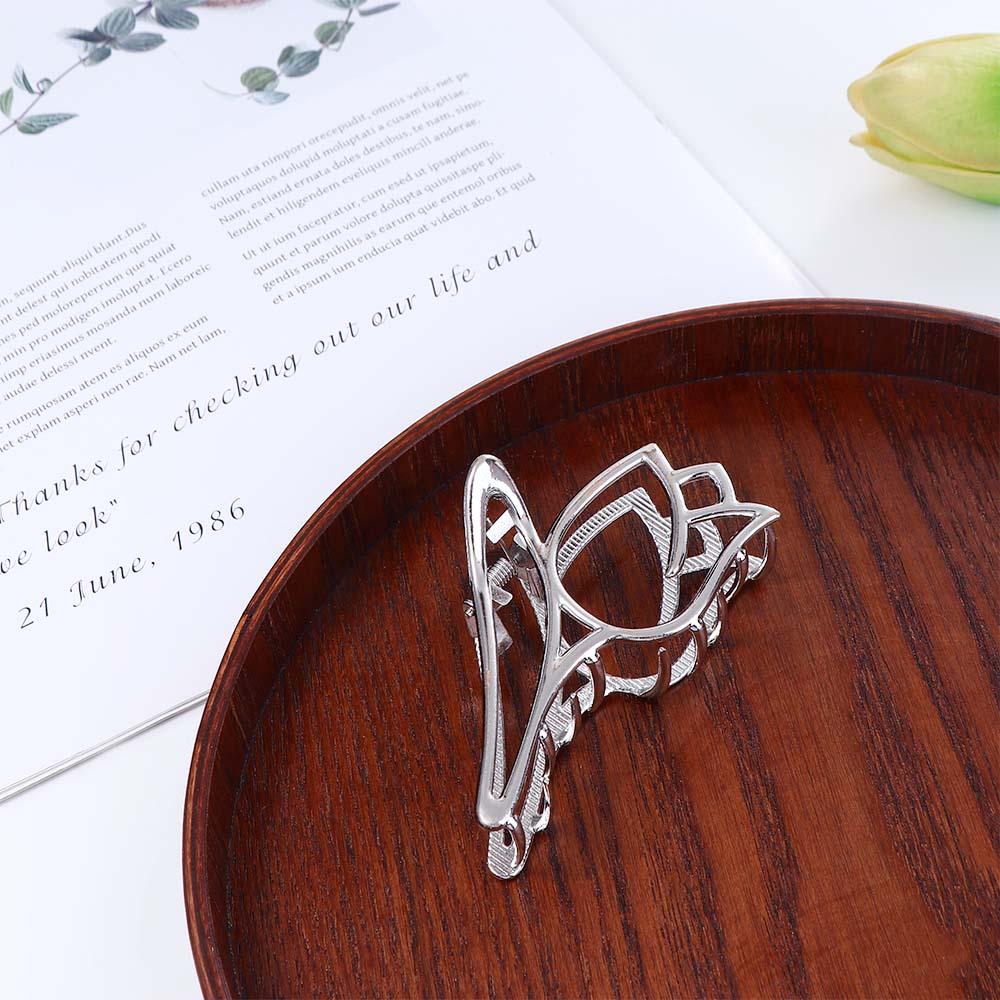 AROMA Kẹp Tóc Kim Loại Hình Hoa Tulip / Cá Mập Phong Cách Hàn Quốc Đơn Giản Thời Trang Cho Nữ