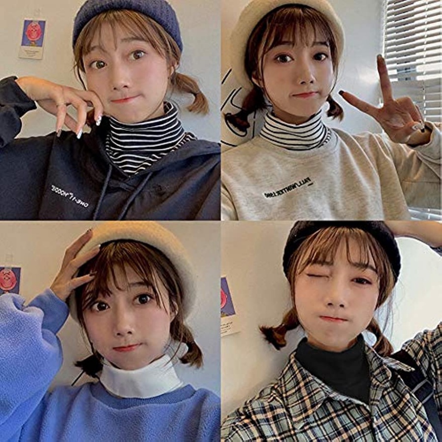 Áo Sơ Mi Cổ Cao Giả Hai Lớp Ấm Áp Có Thể Tháo Rời Cho Nữ