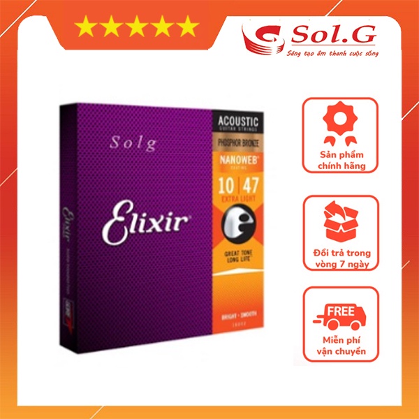 [ USA ] Dây Đàn Guitar Acoustic Elixir cỡ 10 16047 (Phosphor)