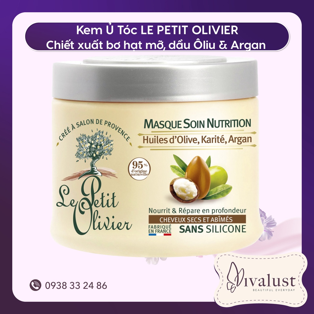Kem ủ tóc Le Petit Olivier Masque Soin Nutrition 330ml - Chiết Xuất Dầu Olive, Bơ Hạt Mỡ, Dầu Argan