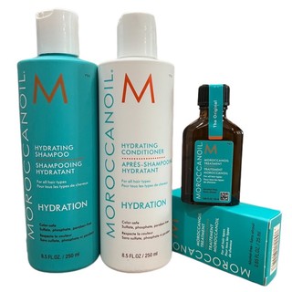 Combo gội xả và tinh dầu dưỡng Moroccanoil Hydrating HYDRATION 250mlx2/25ml