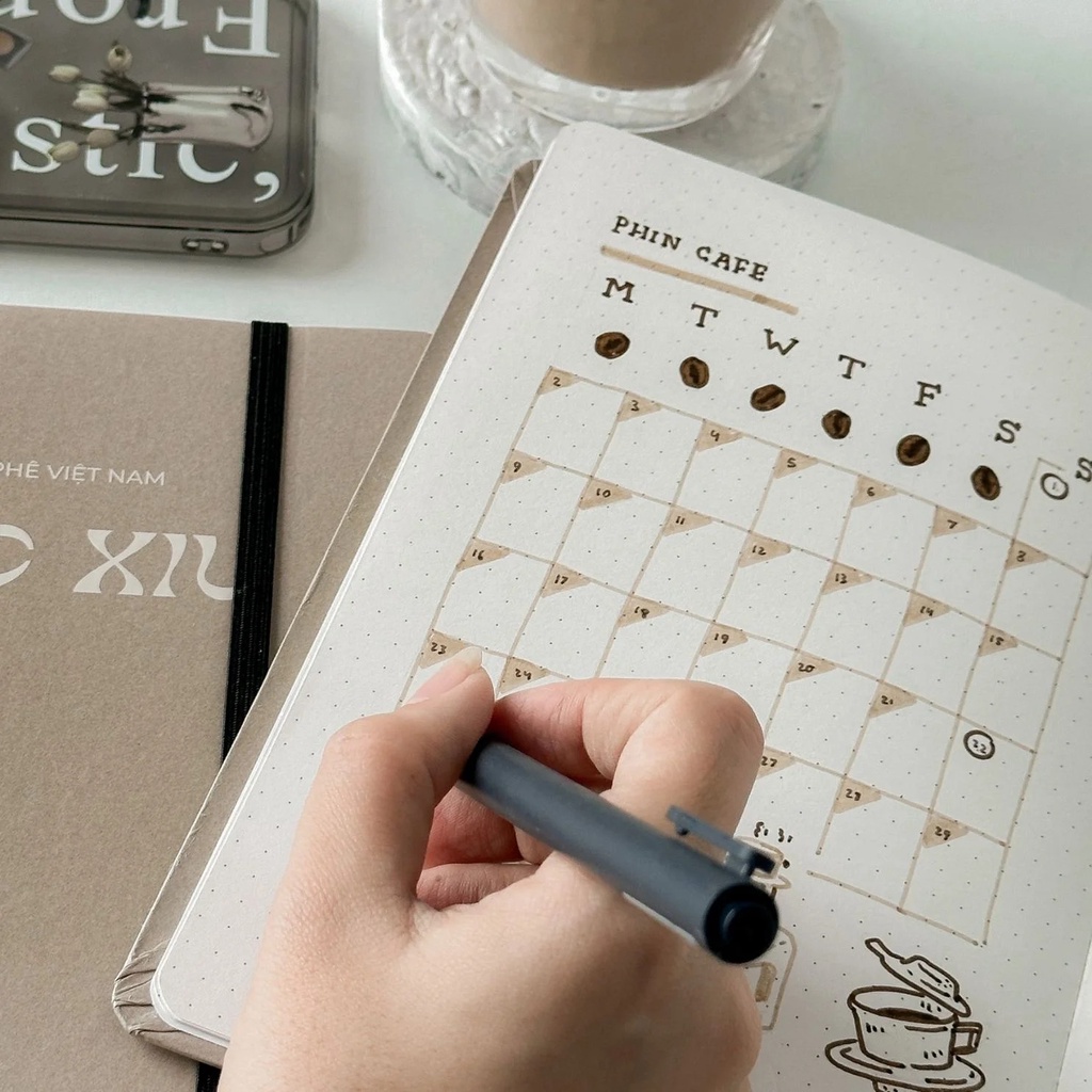 Sổ Tay A5 CRABIT Bạc Xỉu 130gsm - Ruột chấm dot ghi chép, làm bullet journal, quà tặng độc đáo