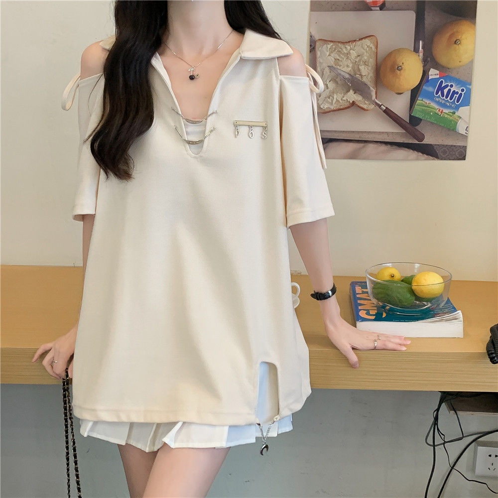 áo thun nữ form rộng kiểu bigsize tay ngắn croptop trung niên ôm trắng big size đẹp dáng hàn quốc sexy tay lỡ Áo polo Thời Trang Mùa Hè Quyến Rũ Cho Nữ