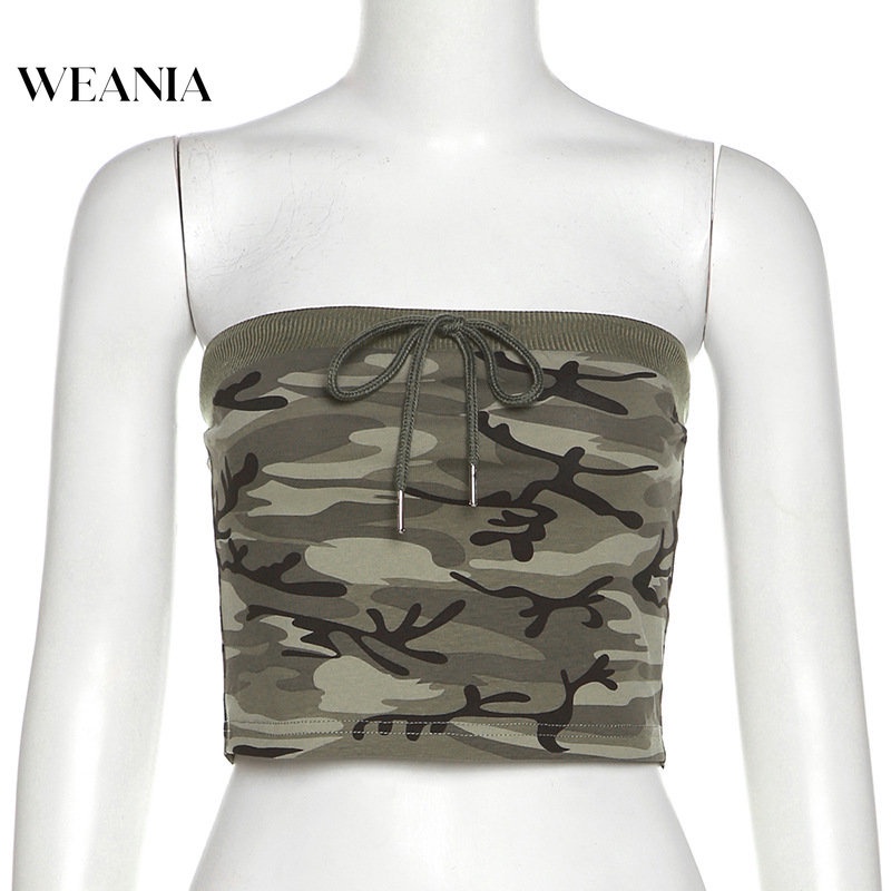 Weania Áo Ống Không Dây In Họa Tiết Rằn Ri Gợi Cảm Cho Nữ