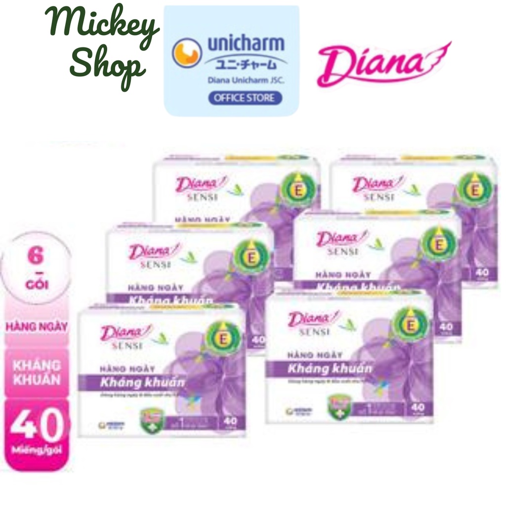 Combo 6 Gói Băng Vệ Sinh  Hằng Ngày Kháng Khuẩn Diana 40