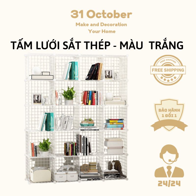 🎁TẶNG CHỐT-BÁN THEO TẤM🎁 Tấm Lưới Sắt, Thép - MÀU TRẮNG 🚛Kệ Đa Năng Làm Giá Để Sách, Để Đồ Tiện Dụng