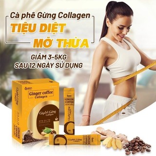 Cà phê giảm cân, Cà phê Gừng Collagen giảm mỡ, đẹp da - Hộp 12 gói