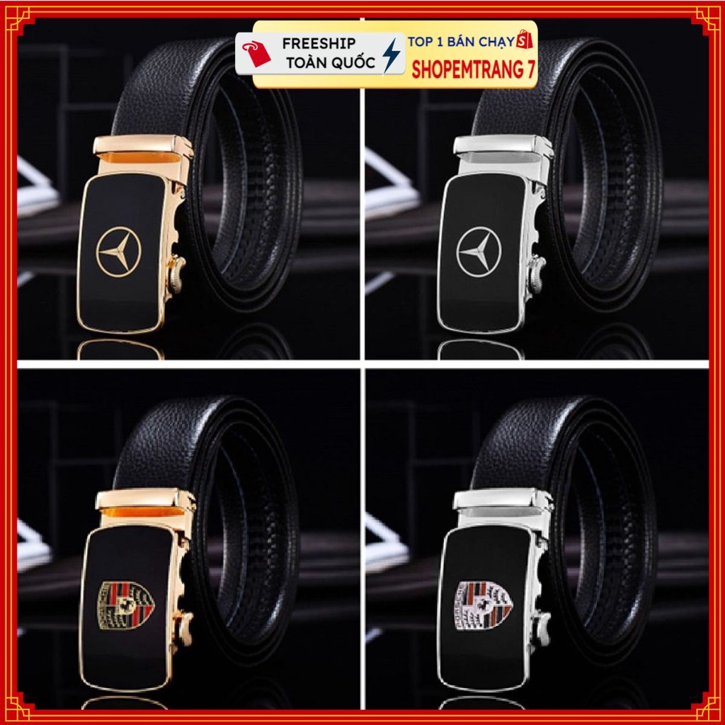 Thắt Lưng Da Nam Cao Cấp Hàng Hiệu Khóa Tự Động Dây Nịt Nam Da Bò 100% Chính Hãng Mercedes-Benz Mạ Vàng Bạc Nam Tính GG