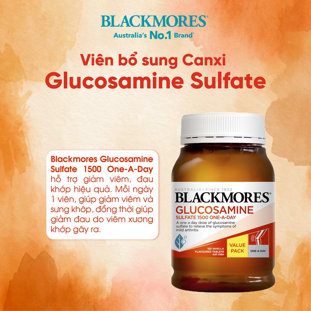 Blackmores Glucosamine Sulfate 1500 One-A-Day, Viên uống bổ xương khớp 150 viên