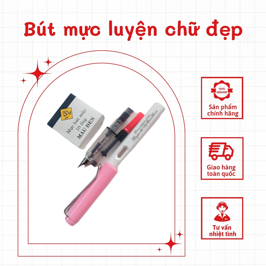 Mực Ống Khô QueenBee Dành Cho Bút Máy Màu Tím Độ Bền Màu Cao Màu Sắc Đẹp Mắt Hộp 10 Ống