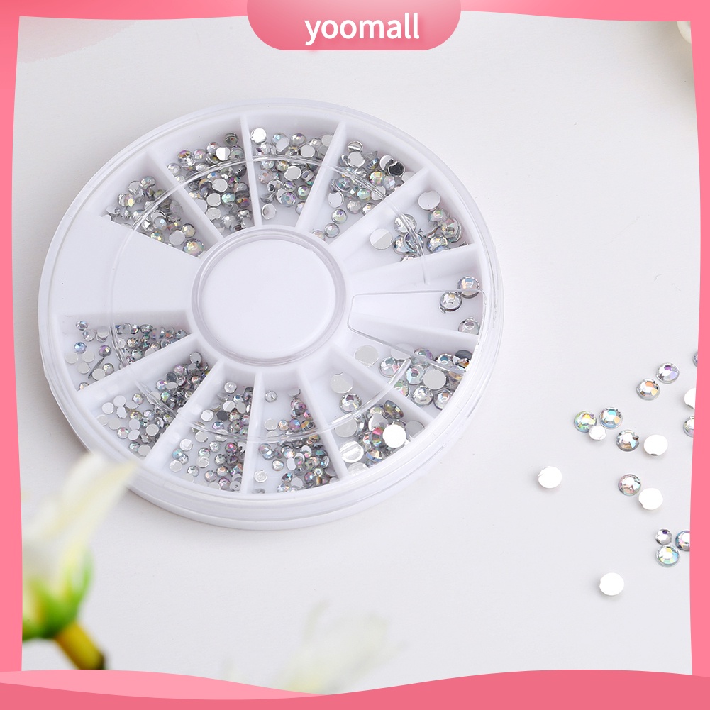 Hộp Hạt Đá Acrylic 5 Kích Cỡ Đính Móng Tay Trang Trí Nghệ Thuật 1 Bánh Xe