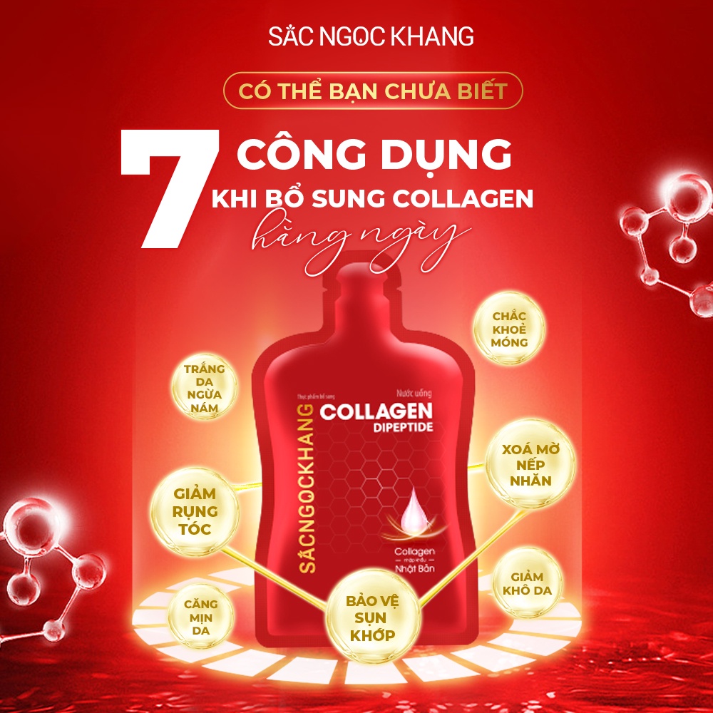 Nước uống đẹp da Collagen Dipeptide Sắc Ngọc Khang hấp thụ nhanh và vượt trội giúp trẻ hóa làn da - săn chắc và sáng mịn