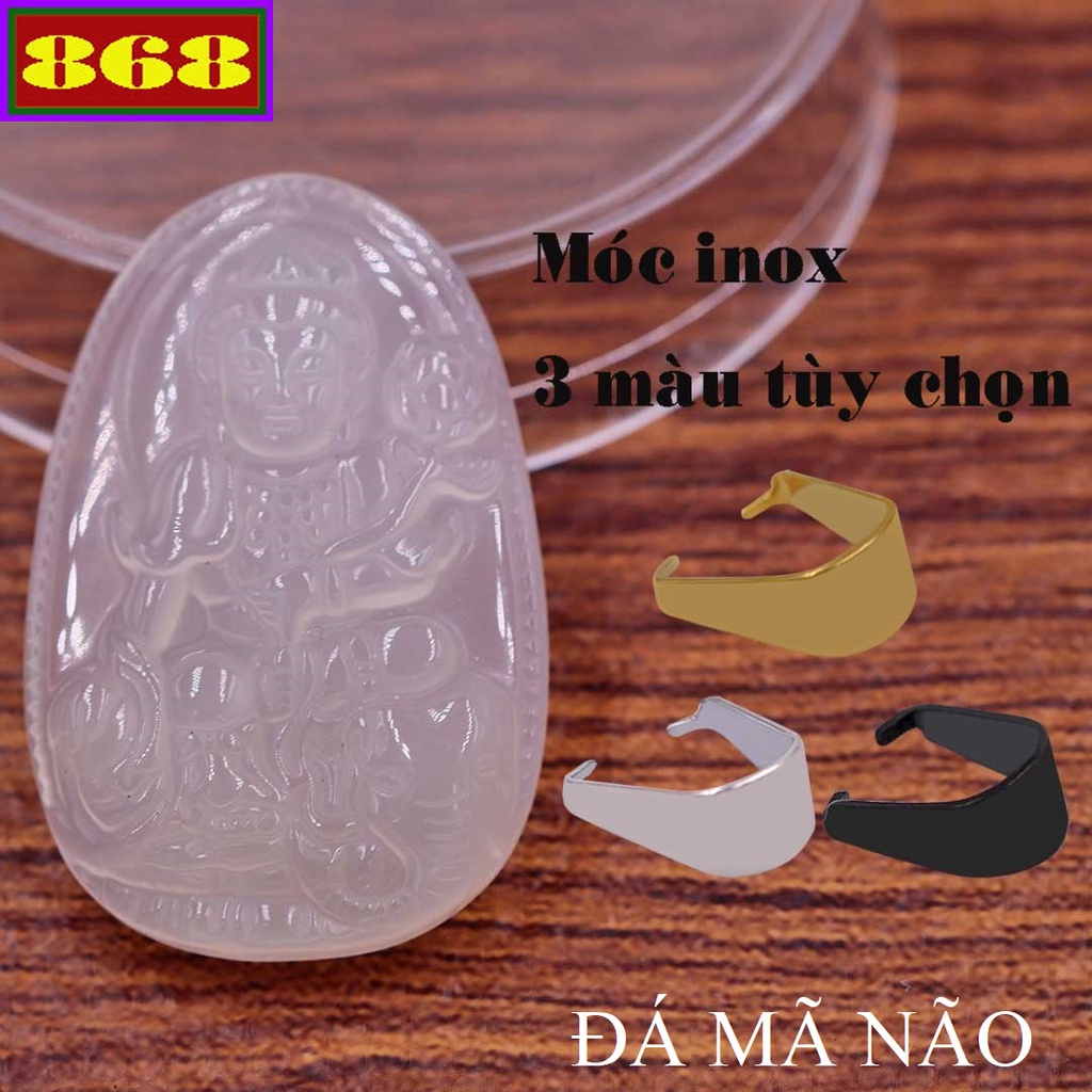 Mặt dây chuyền Phật Phổ hiền Đá trắng 3.6 cm MMNTB6 - Hộ mệnh tuổi Thìn, Tỵ - Mặt đá Phong thủy Bình an