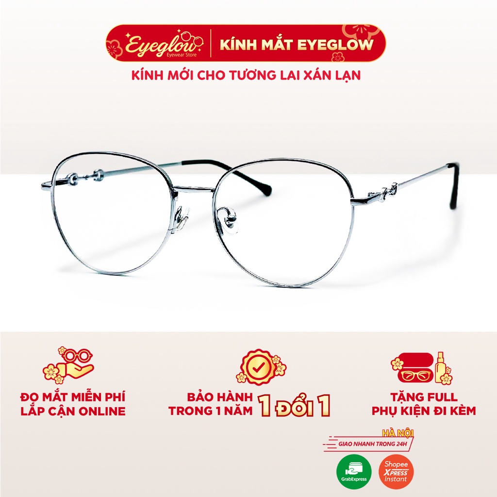Gọng kinh thời trang nam nữ Eyeglow chất liệu kim loại phong cách thời trang cá tính giả cận thanh mảnh EG31723