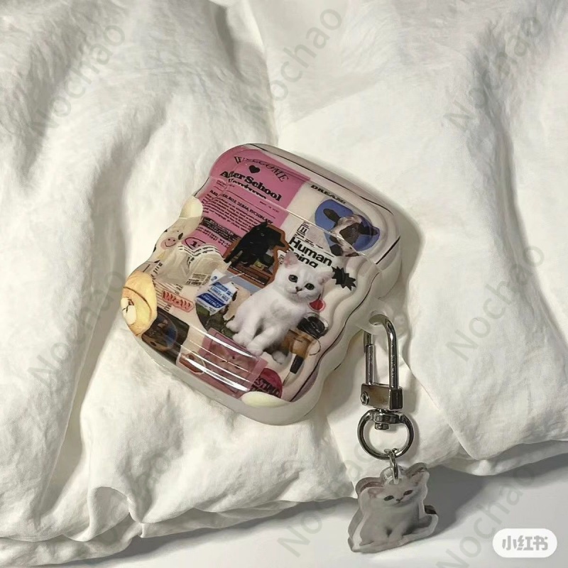 Vỏ Bảo Vệ Hộp Sạc Tai Nghe Bluetooth Không Dây airpods Pro2 airpods 2 3 1 / 2 Pro2 3 Họa Tiết Mèo Xiaohongshu Dễ Thương