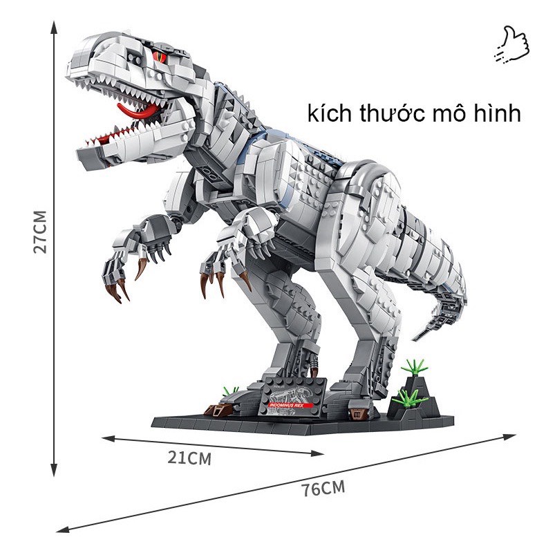 Đồ chơi lắp ráp kiểu Lego Khủng long bạo chúa 76cm , lắp ghép mô hình khủng long 1988 PCS Size Cực Lớn
