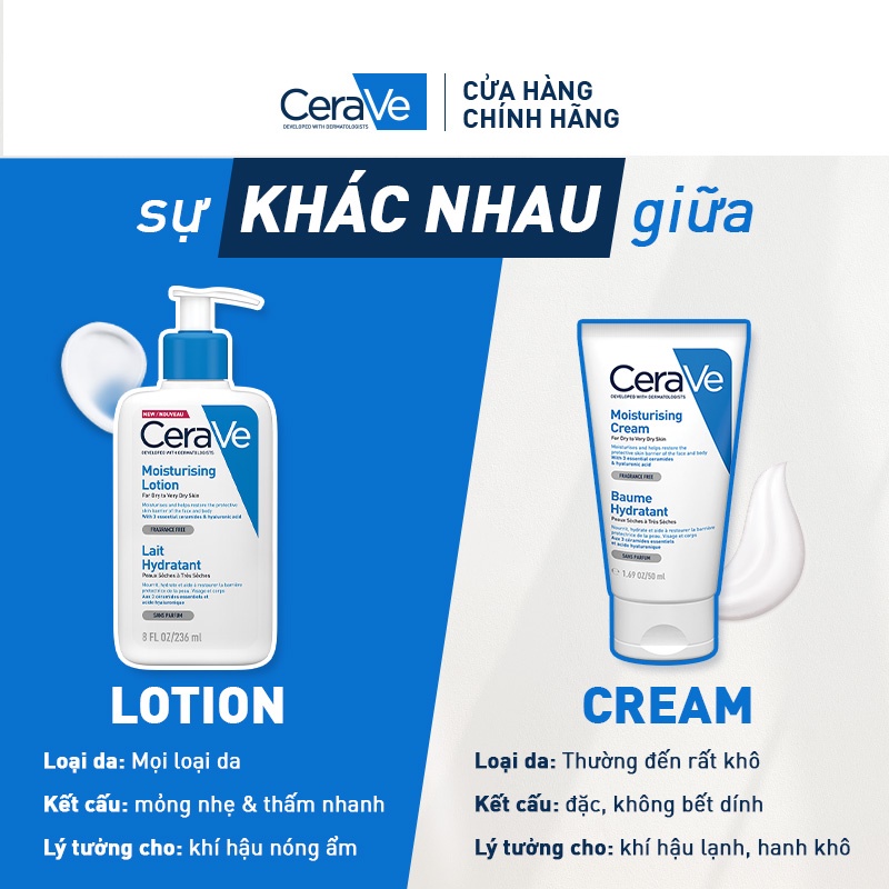 Kem dưỡng ẩm toàn thân (cơ thể và da mặt) Cerave Moisturizing Cream 50ML