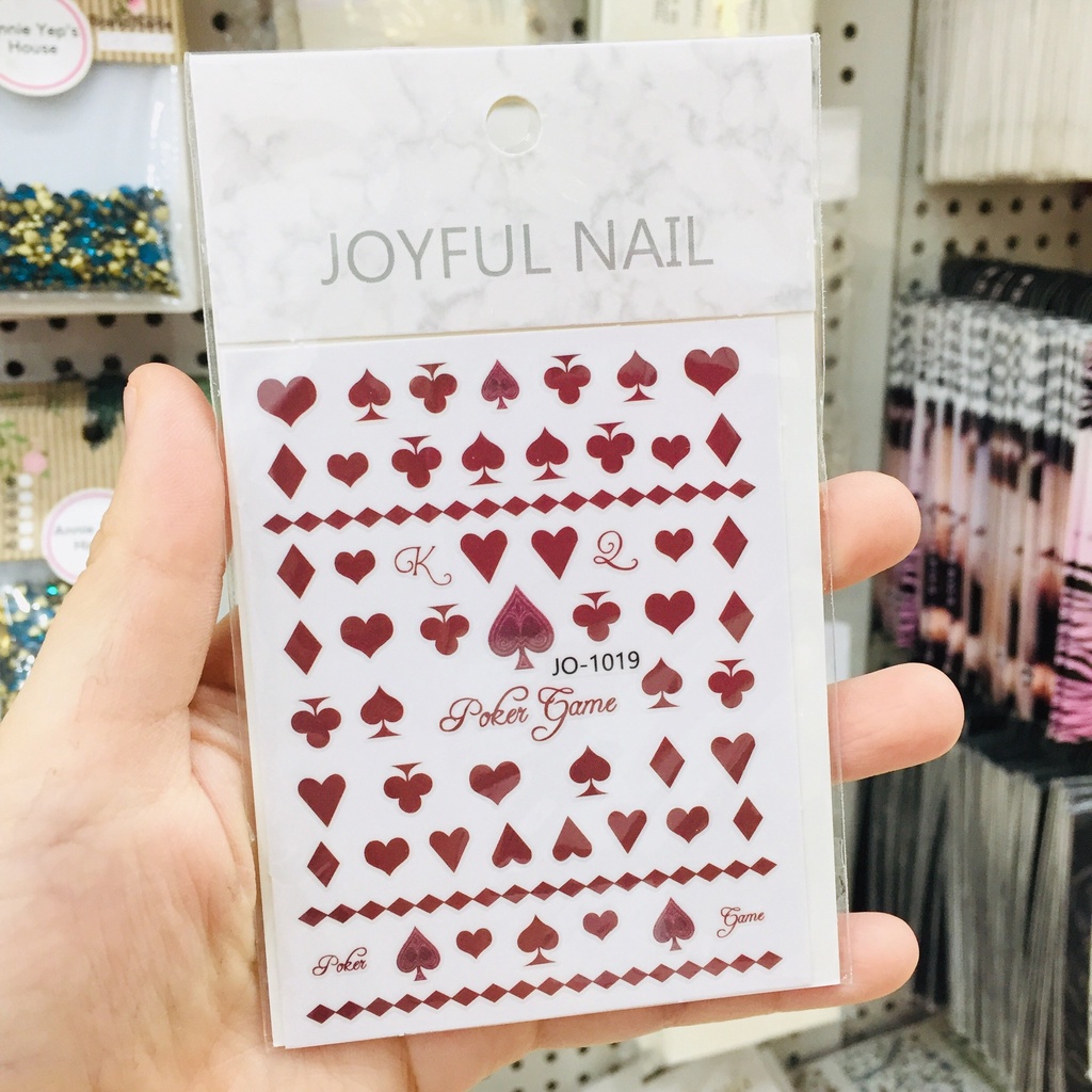 Sticker dán móng, nail sticker thương hiệu, sticker bướm, lá bài nhiều mẫu xinh xắn, dụng cụ làm móng