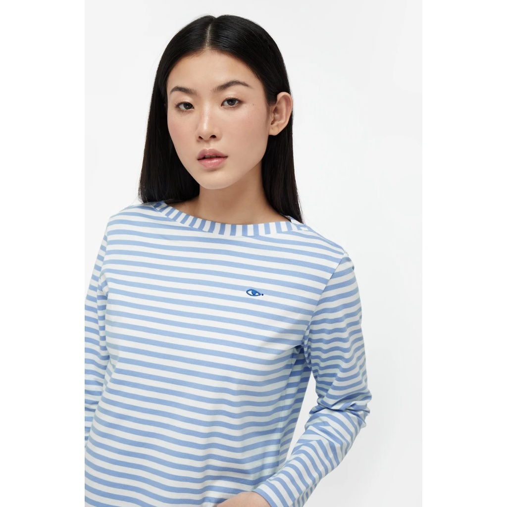 TheBlueTshirt - Áo Thun Nữ Tay Dài Kẻ Sọc Xanh / Trắng - Friends Striped T - Blue