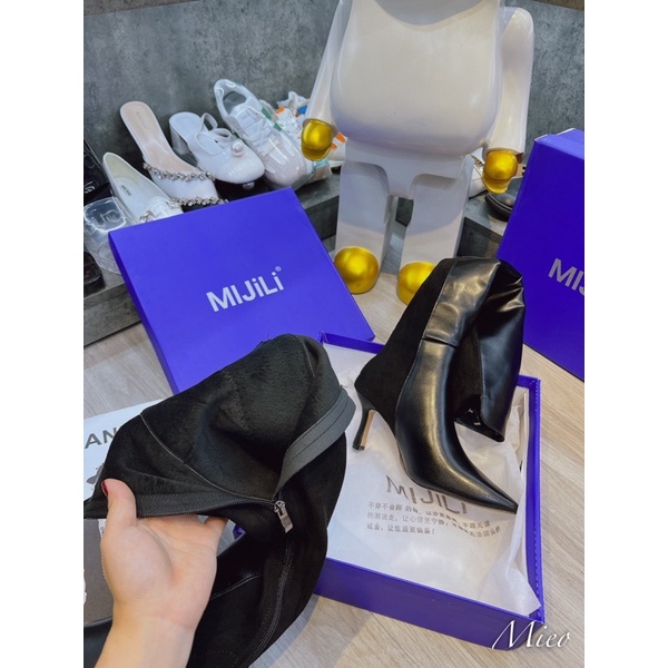 Boot đùi cao gót da pha nỉ nhung lót lông cao cấp 7p fullbox