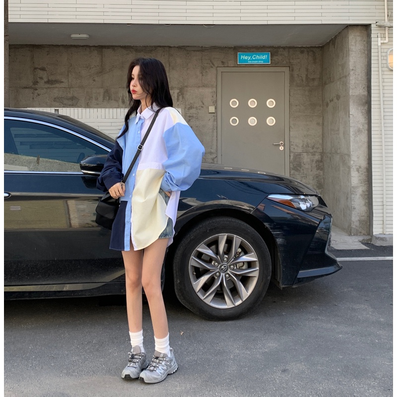 Áo sơ mi SUXI cổ bẻ dáng rộng thời trang mùa xuân cho nữ