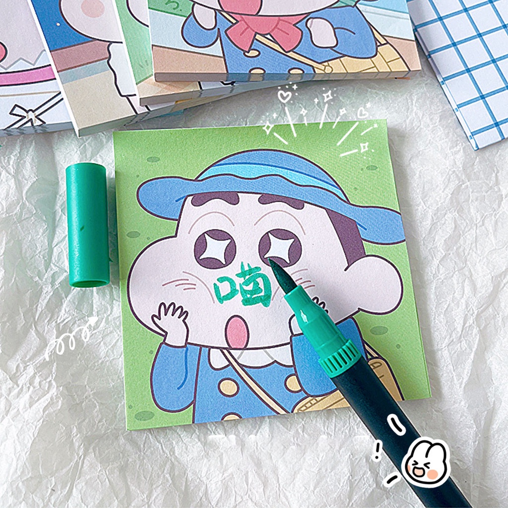 Set 50 Tờ Giấy Ghi Chú Chống Dính Hình Cậu Bé Bút Chì Shin-chan Dễ Thương