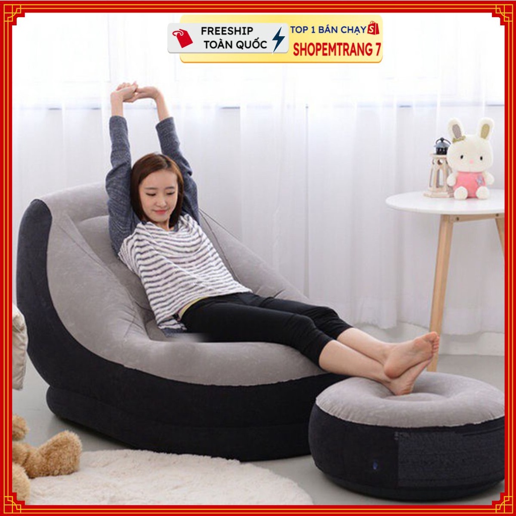 Ghế hơi tựa lưng bọc nhung cao cấp ( tặng bơm )