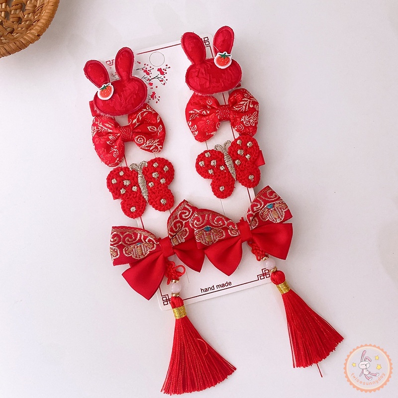 Set 8 Kẹp Tóc Nơ Hoạt Hình Dễ Thương Cho Bé Gái