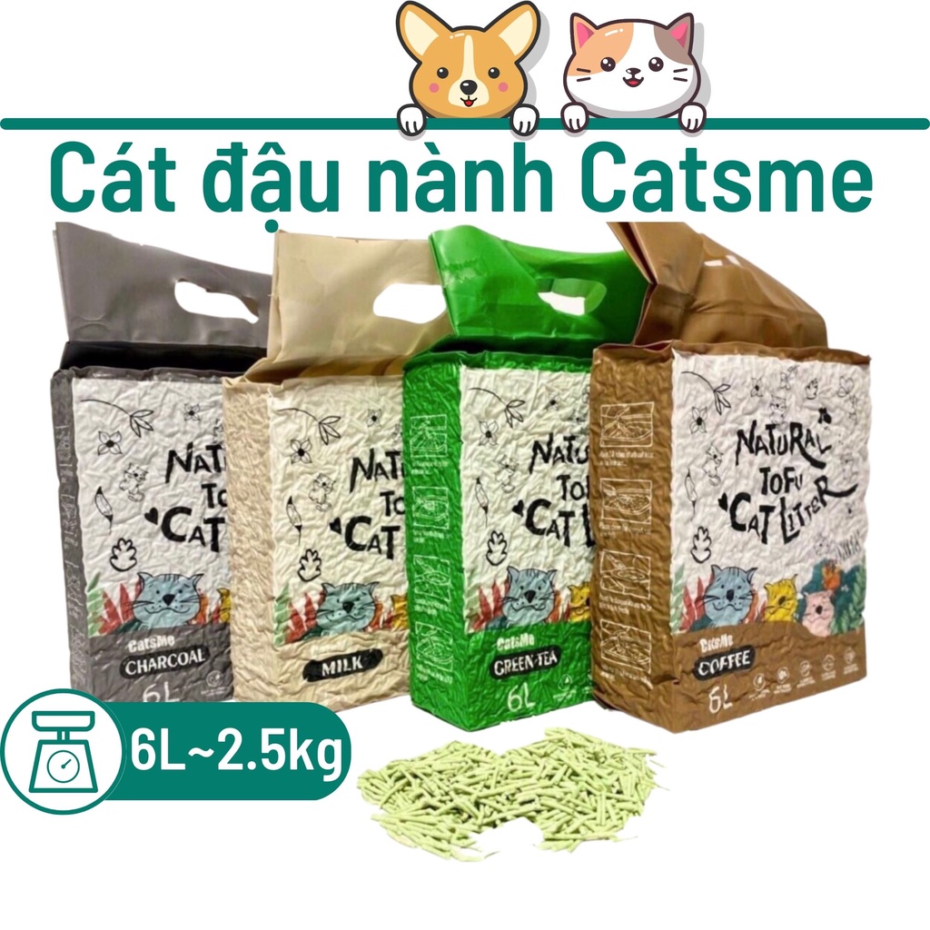 Cát vệ sinh đậu nành cát mèo Catsme siêu thấm khử mùi túi 6L - Bivido