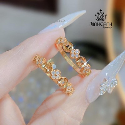 Nhẫn Kim Tiền Bạc Cỏ 4 Lá Biểu Tượng May Mắn Tài Lộc - Minh Canh Jewelry