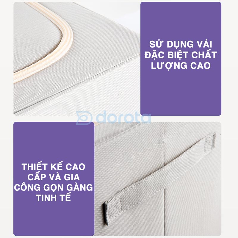 Hộp vải đựng quần áo cao cấp DOROTA khung thép đựng chăn màn đồ lót sách vở đồ chơi gấp gọn size lớn AF1