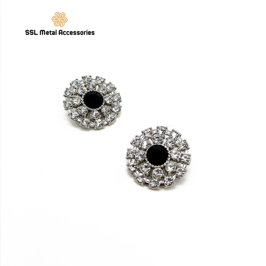 Nút kim loại thời trang mới hình hoa đính đá cực đẹp cực sáng dùng cho áo, váy, đầm, áo khoác A-877H, 21mm