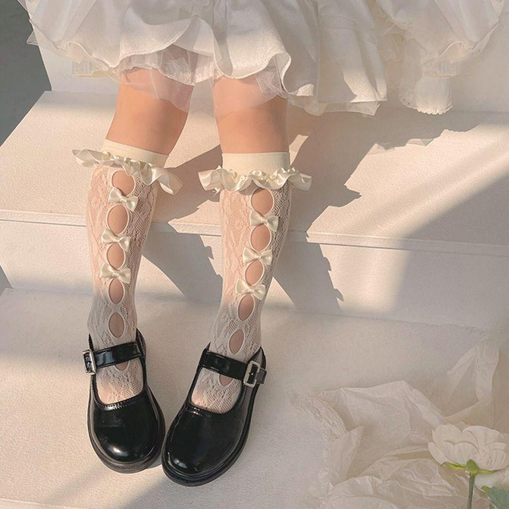 Đôi Vớ Cotton Dài Mềm Mại Phối Ren Hình Ngôi Sao Nhiều Màu Dành Cho Bé Gái