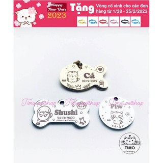 [TẶNG VÒNG CỔ] Bảng tên chó mèo, thú cưng - Inox (Tặng kèm chuông)