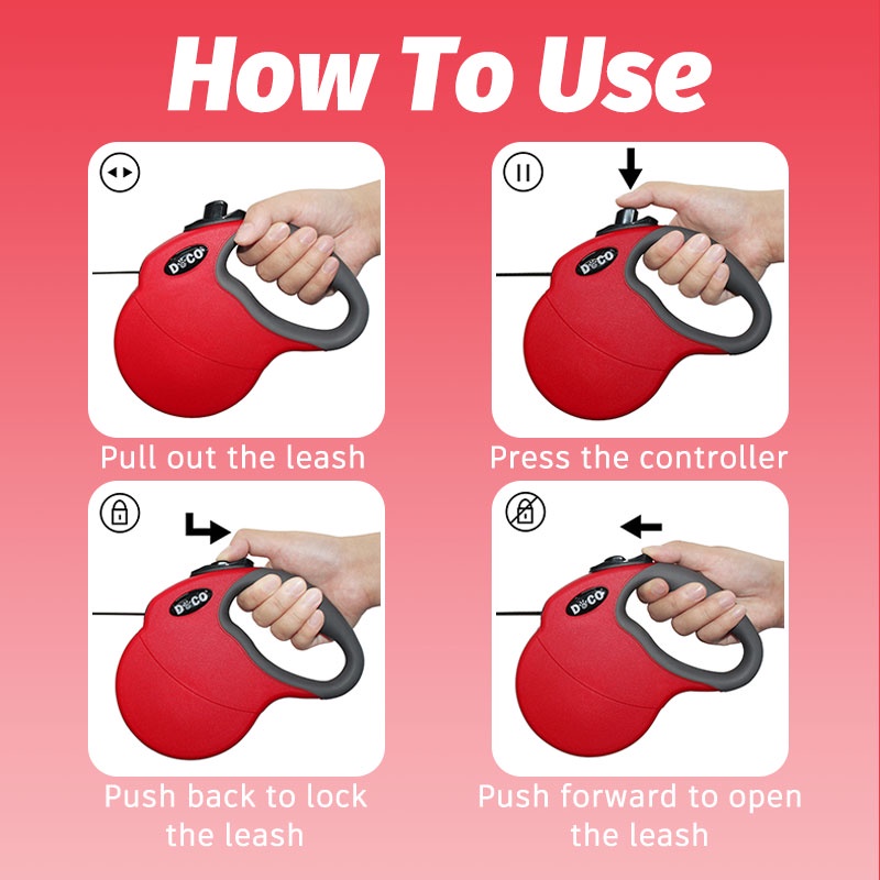 HamshMoc Dây RúT 360 Độ DùNg Để DẫN Thú Cưng Đi DạO° Ổ Khóa Một Nút Có Tay Cầm Chống Trượt Phản Quang Bằng Nylon