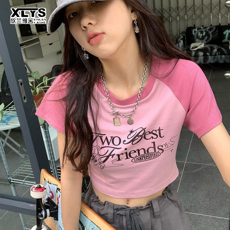 Áo croptop XINLANYASHE phong cách retro gợi cảm thời trang 2023 cho nữ