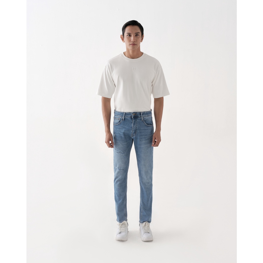 Quần jean nam xanh cao cấp MENFIT 0524 chất denim co giãn nhẹ 2 chiều, chuẩn form, thời trang