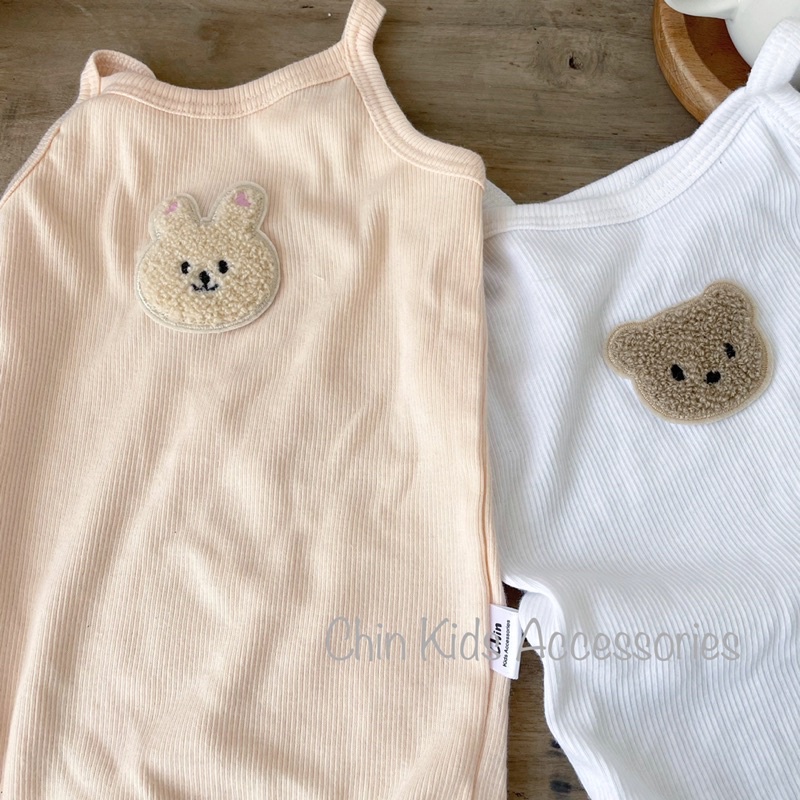 Body hai dây thêu hình thú cho bé