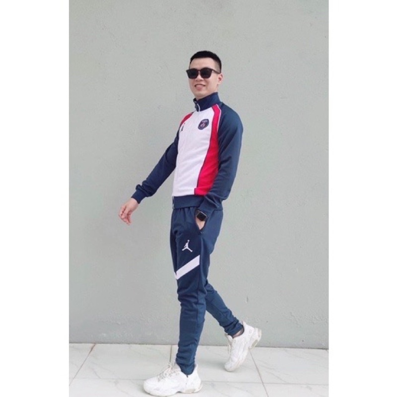 Bộ nỉ thể thao nam Paris logo thêu ngực thời trang