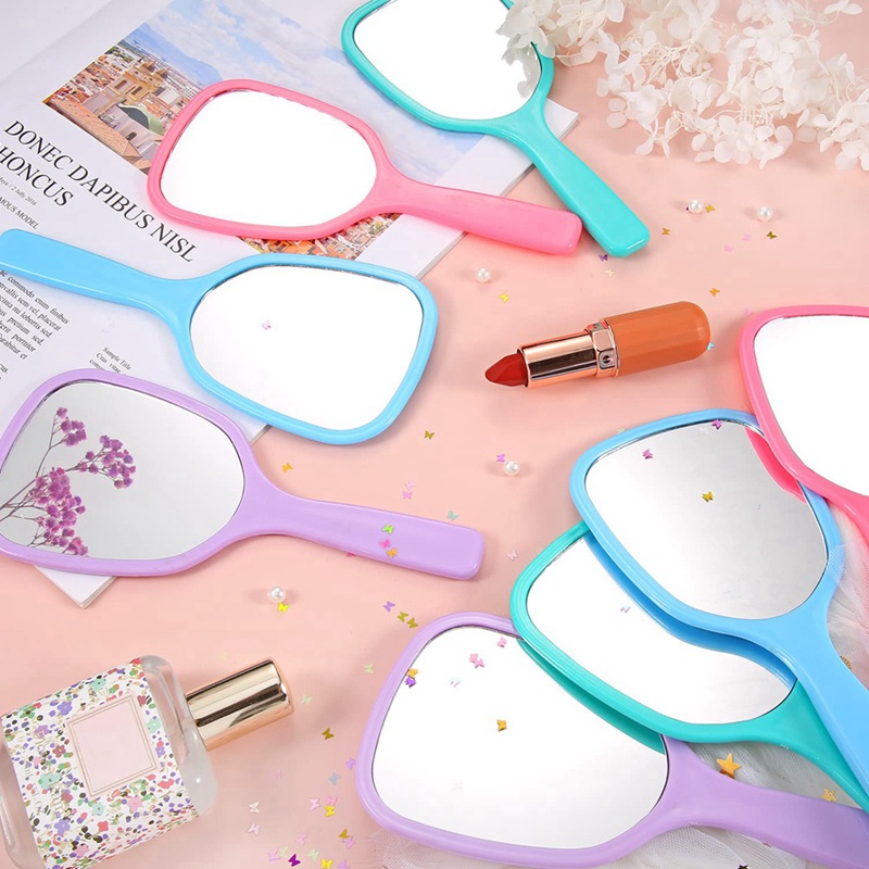 Gương Trang Điểm Cầm Tay 16 Món Có Tay Cầm Bằng Nhựa Tiện Lợi Dành Cho Đi Du Lịch