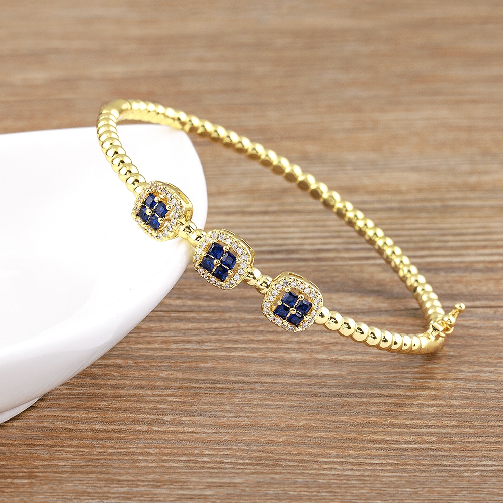 Vòng Tay Hở Đính Đá Zircon Lấp Lánh Sang Trọng Có Thể Điều Chỉnh Cho Nữ
