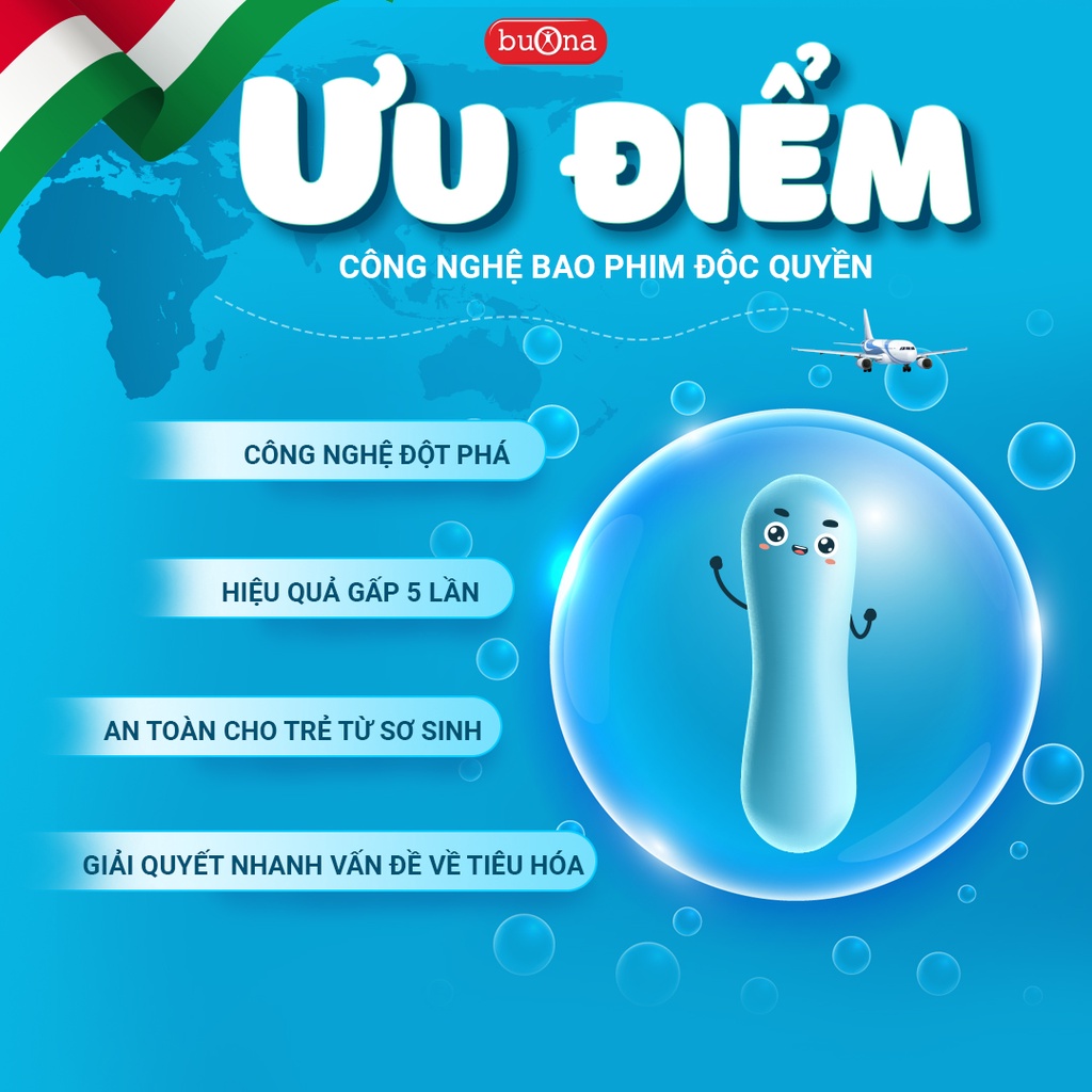 Buona Simbiosistem - Men Vi Sinh Nhỏ Giọt, Giảm Tiêu Chảy, Nôn Trớ, Rối Loạn Tiêu Hóa, Công Nghệ Bao Phim - Lọ 10ml