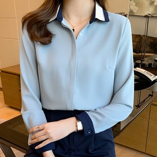 Áo sơ mi chiffon tay dài thời trang công sở thanh lịch cho nữ 2023
