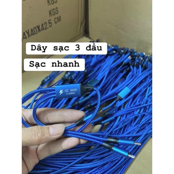 Sạc nhanh 3 đầu siêu nhanh siêu tiện lợi cho tất cả các dòng máy