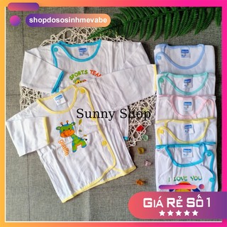 Áo sơ sinh TRẮNG BÁC SĨ Tay DÀI Bosini / Áo cúc lệch em bé Bosdana