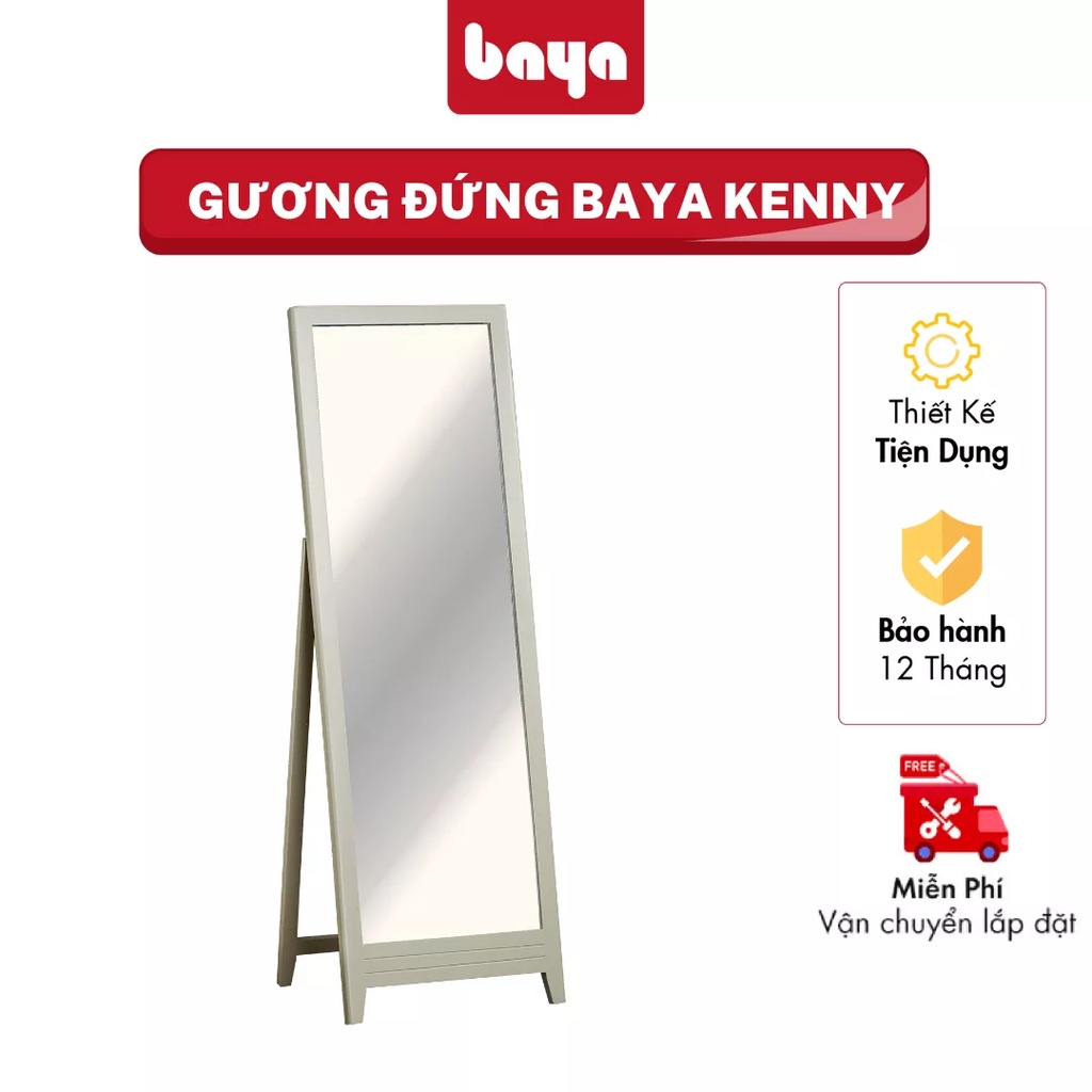 Gương Đứng BAYA KENNY Soi Toàn Thân Khung Gỗ Cao Su Bền Chắc Với Màu Xám Hiện Đại, W50xH150xT5 2001463