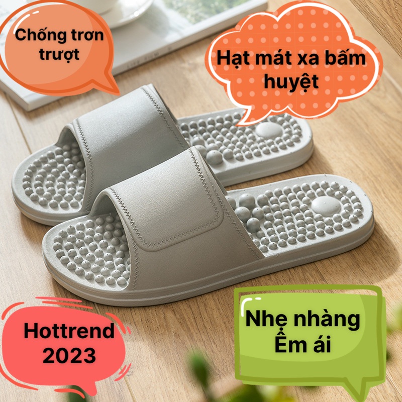 Dép massage nam nữ mới đơn giản bấm huyệt chân trong nhà chống trơn trượt mềm dẻo thoáng mát